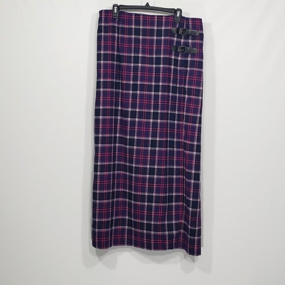 NWT Jessica London  Purple Plaid Wool Blend Pencil Skirt  Sz 16  Office Academia - Picture 1 of 5